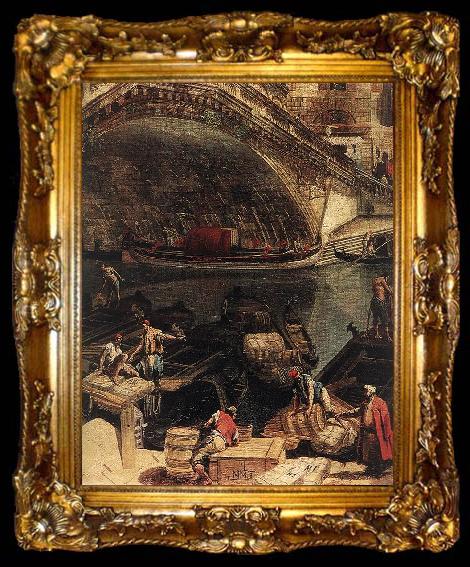 framed  MARIESCHI, Michele The Rialto Bridge in Venice (detail) ag, ta009-2